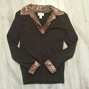 Ann Taylor Loft paisley collar sweater